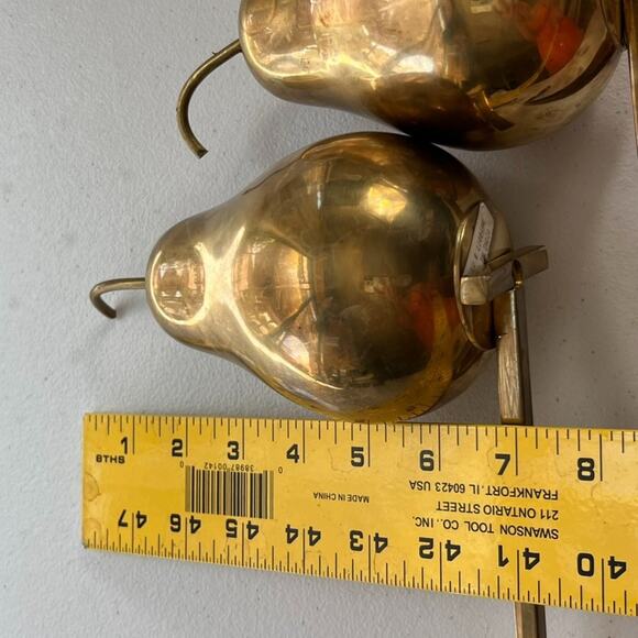 Solid Brass Pear Shaped Stocking Holders Mid Arm Heavy Mantle Hangers X 2 - Picture 6 of 9